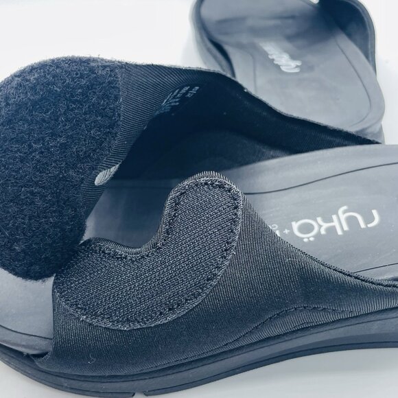 Ryka Sandals Womens Size 8 Wide Black Tao Recovery Flip Flops Comfort Adjustable - Picture 9 of 12
